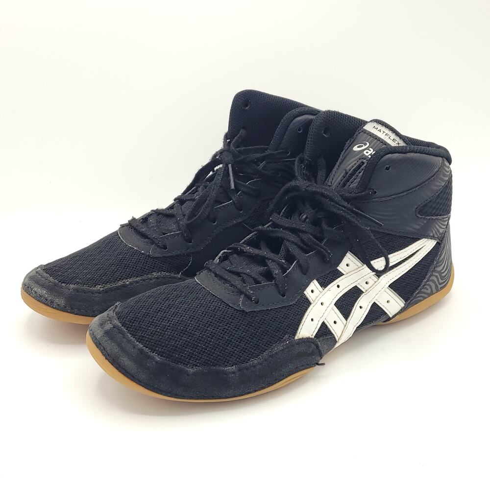 ASICS Matflex Wrestling Athletic MMA Training Black White men's Size 8.5